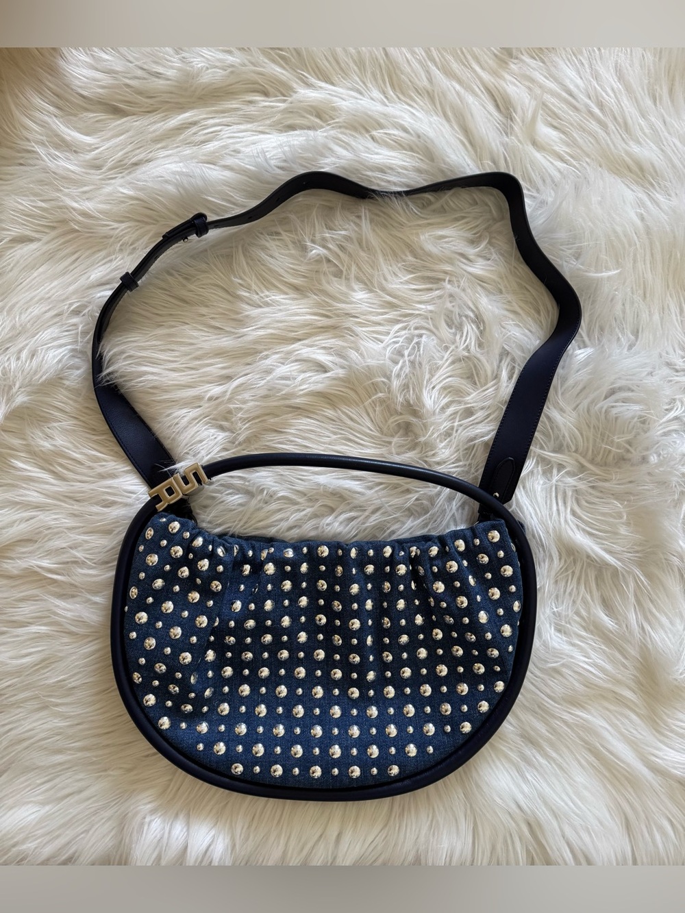 Sonia Rykiel Denim Studded Domino Bag Blue